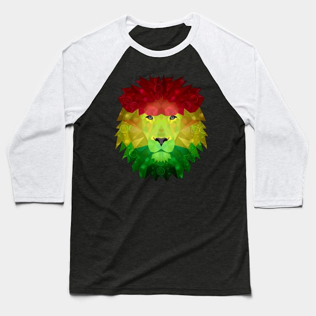 Rasta Lion Fractal Baseball T-Shirt by LionTuff79